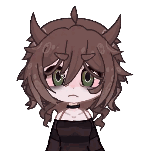 Cartoon Girl With Horns And Green Eyes Sticker