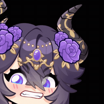 Cartoon Girl With Horns And Purple Flowers GIF