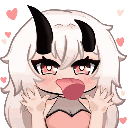 Cartoon Girl With Horns And Tongue Out Sticker