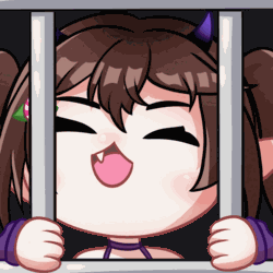 Cartoon Girl With Horns Behind Bars Eyes Closed GIF
