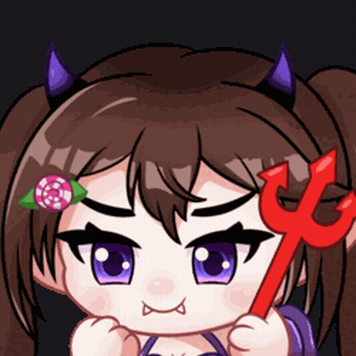 Cartoon Girl With Horns Holding Red Trident GIF