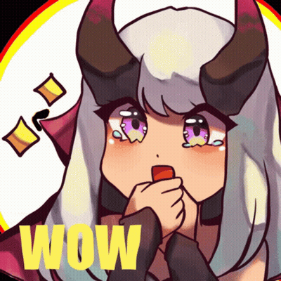 Cartoon Girl With Horns Saying Wow GIF