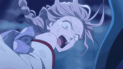 Cartoon Girl With Horns Screaming In Dark GIF