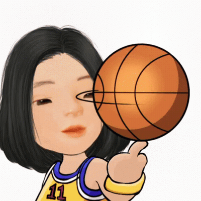 Cartoon Girl With Jersey Number 11 Holding Basketball GIF