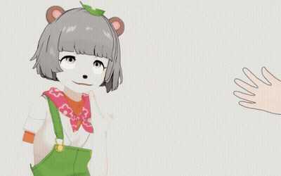 Cartoon Girl with Leaf on Head 待って待って待って