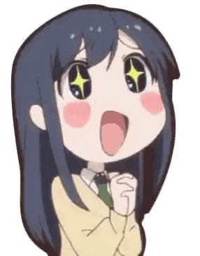 Cartoon Girl With Long Black Hair And Star In Eyes Sticker