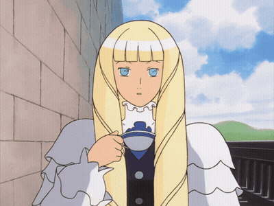 Cartoon Girl With Long Blonde Hair And Blue Eyes GIF