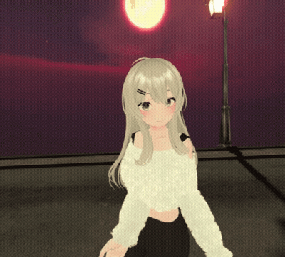 Cartoon Girl With Long Blonde Hair Standing by Street Light