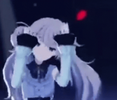 Cartoon Girl With Long White Hair And Blue Gloves Crying GIF