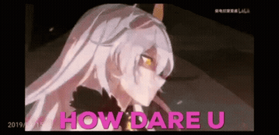 Cartoon Girl With Long White Hair How Dare U GIF
