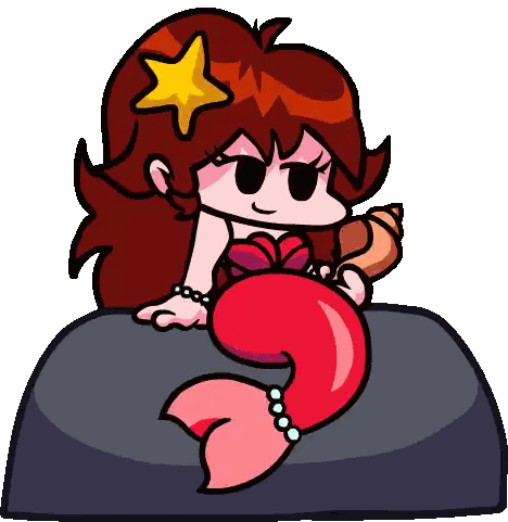 Cartoon Girl With Mermaid Tail And Star Sticker