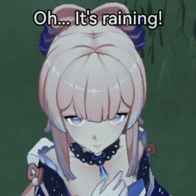 Cartoon Girl With Necklace Saying Oh It's Raining GIF