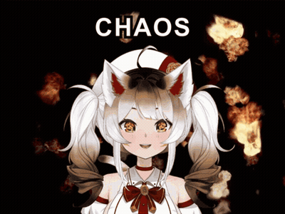 Cartoon Girl With Pigtails And Hat Saying Chaos GIF