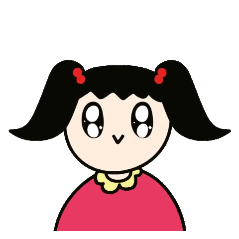 Cartoon Girl With Pigtails And Korean Writing Sticker