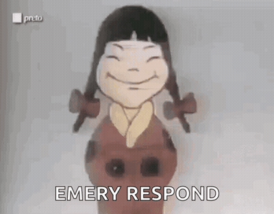 Cartoon Girl With Pigtails Saying Emery Respond GIF