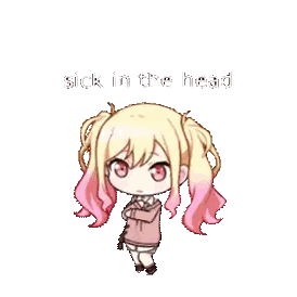 Cartoon Girl With Pigtails Saying Sick In The Head Sticker