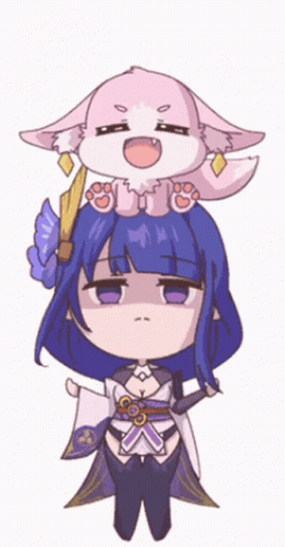 Cartoon Girl With Pink Animal On Head GIF