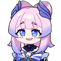 Cartoon Girl With Pink Hair And Blue Eyes Sticker