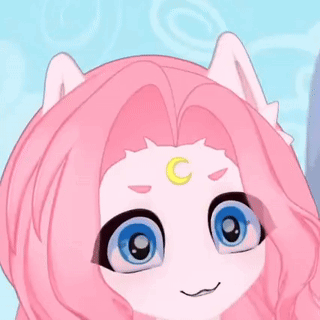 Cartoon Girl With Pink Hair And Crescent Moon GIF