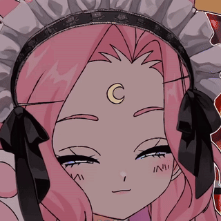 Cartoon Girl With Pink Hair And Crescent Moon On Forehead GIF