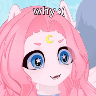 Cartoon Girl With Pink Hair And Crescent Moon On Forehead Asking Why GIF
