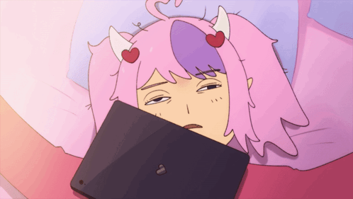 Cartoon Girl With Pink Hair And Horns GIF