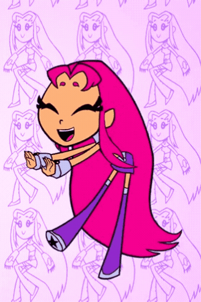 Cartoon Girl With Pink Hair And Purple Pants Smiling GIF