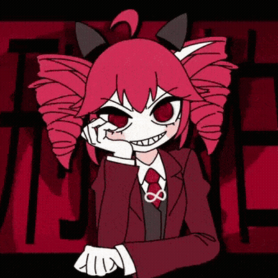Cartoon Girl With Pink Hair And Red Eyes GIF