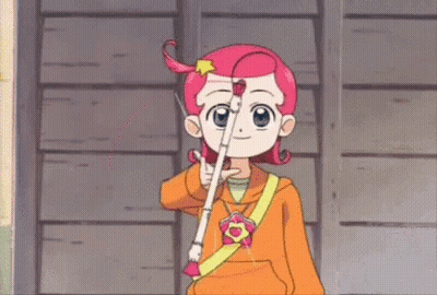 Cartoon Girl With Pink Hair Holding Bow And Arrow GIF