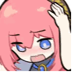 Cartoon Girl With Pink Hair Holding Head Sticker