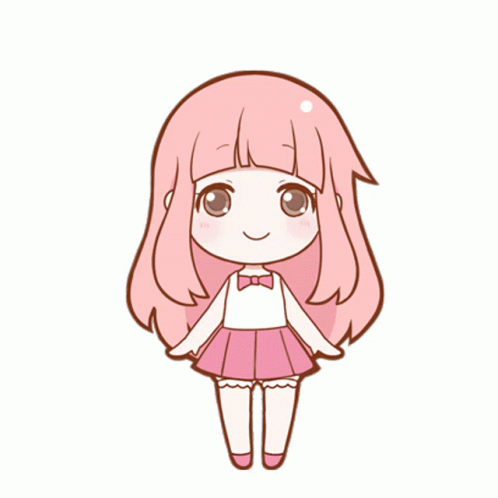 Cartoon Girl With Pink Hair Jumping GIF