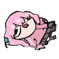 Cartoon Girl With Pink Hair Lying Down Sticker