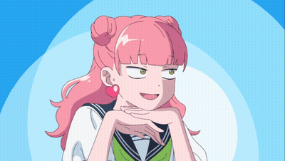 Cartoon Girl With Pink Hair Making A Face GIF