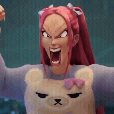Cartoon Girl With Pink Hair Making Angry Face GIF