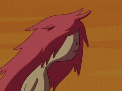 Cartoon Girl With Pink Hair On Orange Background GIF