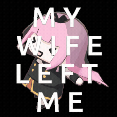 Cartoon Girl With Pink Hair Saying My Wife Left Me GIF