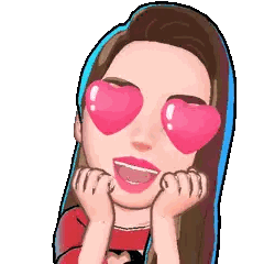 Cartoon Girl With Pink Heart Eyes Smiling Sticker