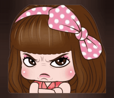 Cartoon Girl With Pink Polka Dot Headband Angry GIF