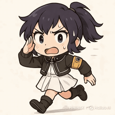 Cartoon Girl With Ponytail And Jacket Saying Minimux GIF