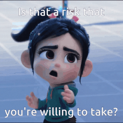 Cartoon Girl With Ponytail Asking If She's Willing To Take A Risk GIF