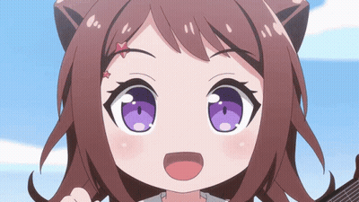 Cartoon Girl With Purple Eyes And Cat Ears GIF