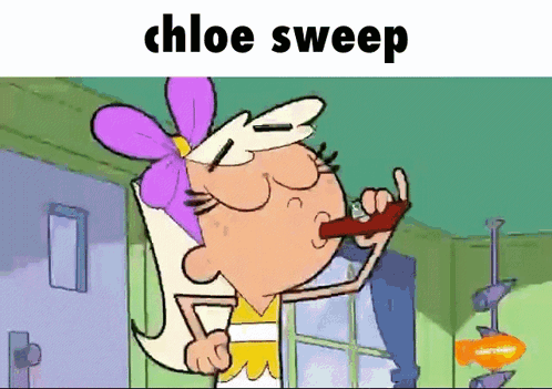 Cartoon Girl With Purple Flower Brushing Teeth GIF