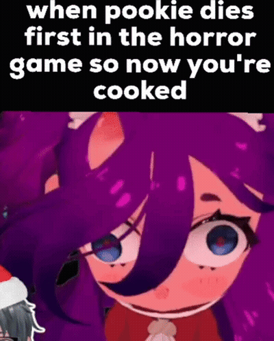Cartoon Girl With Purple Hair And Blue Eyes Looking At Camera GIF