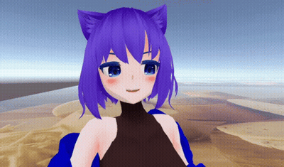 Cartoon Girl With Purple Hair And Blue Eyes Smiling GIF