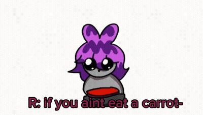 Cartoon Girl With Purple Hair And Carrot Saying GIF