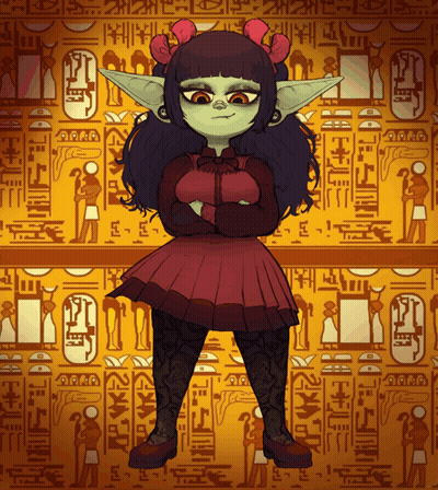 Cartoon Girl With Purple Hair And Green Ears GIF