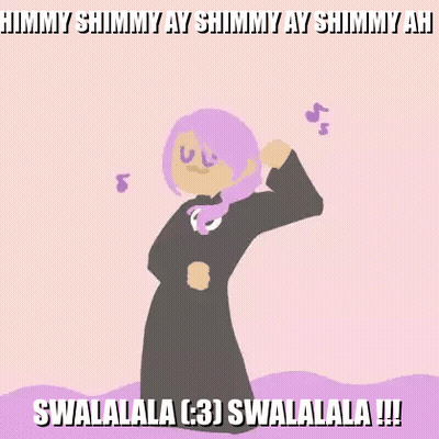 Cartoon Girl With Purple Hair And Skull Shirt Dancing GIF