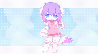 Cartoon Girl With Purple Hair And White Paws GIF
