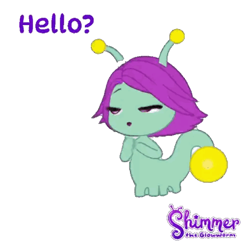 Cartoon Girl With Purple Hair And Yellow Antennas Says Hello Sticker