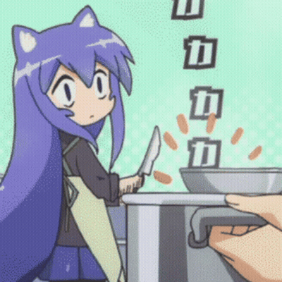 Cartoon Girl With Purple Hair Cooking GIF